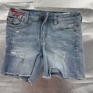 AG Adriano Goldschmied girl’s “Mermaid Life”distressed Jean shorts size 12.